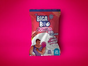 Biga Boo – JUMBO LOLLIPOP WITH GUM CENTRE ASSORTED FRUIT FLAVORS WITH GUM CENTR