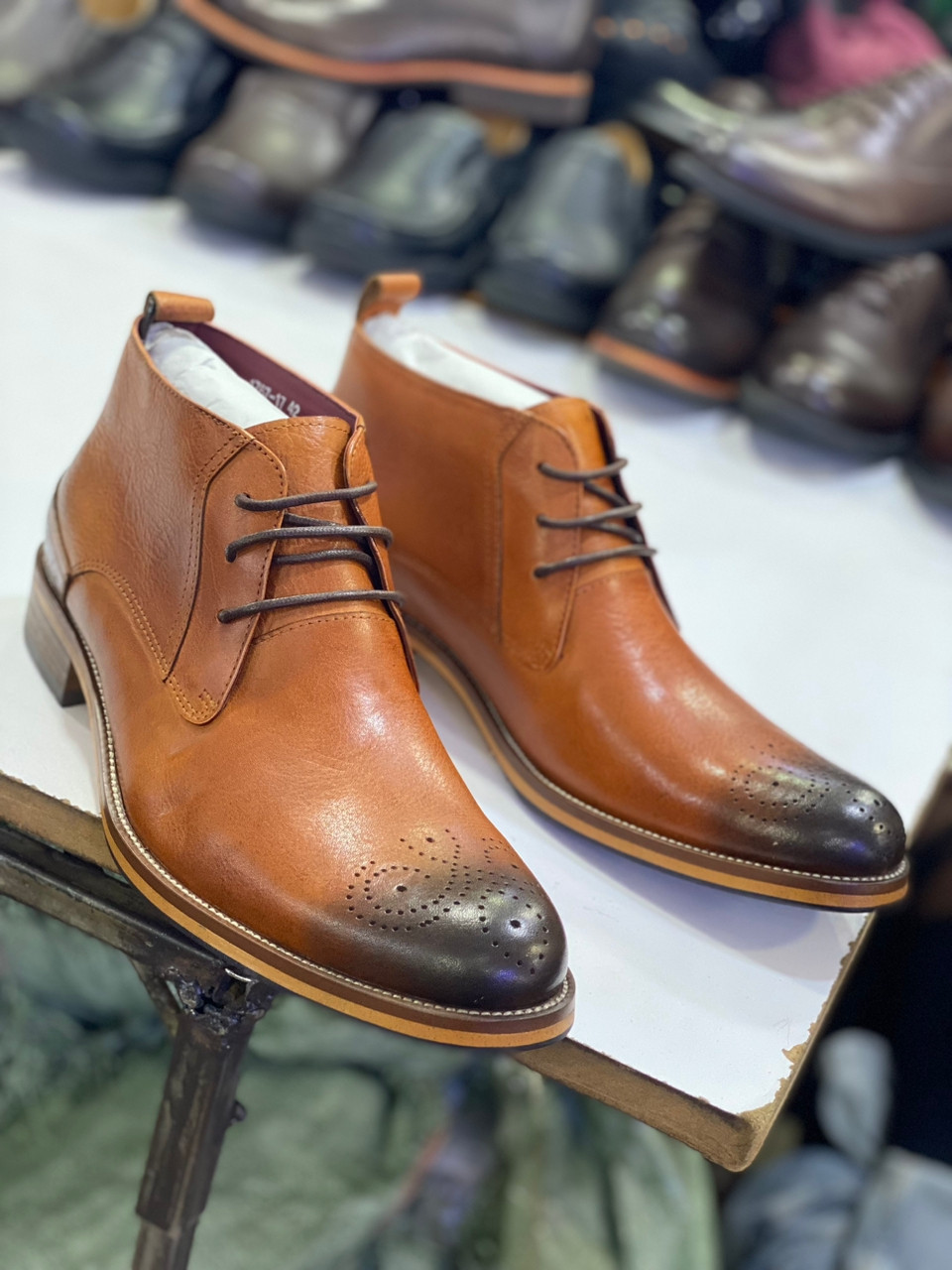 Generic Ankle Leather Men Boots - Brown